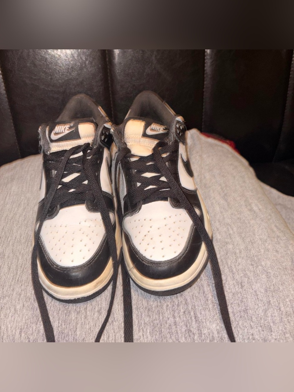 Nike Kids Black and White Low-Top Sneakers with Cream Accents